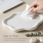 Cloud Ceramic Tray, Glossy White Irregular Jewelry Dish, Luxury Ceramic Ring Holder and Vanity Organizer, Cloud Trinket Plate for Keys, Perfume, or Nightstand Decor