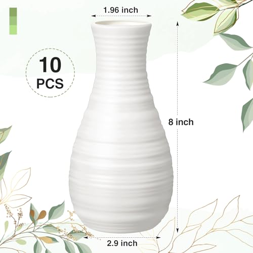 10 Pack Composite Plastic Flower Vases Bulk White Small Tall Conic Floral Vases for Centerpieces Unbreakable Bud Vase for Wedding Party Living Room Decor (Simple) - style: Simple