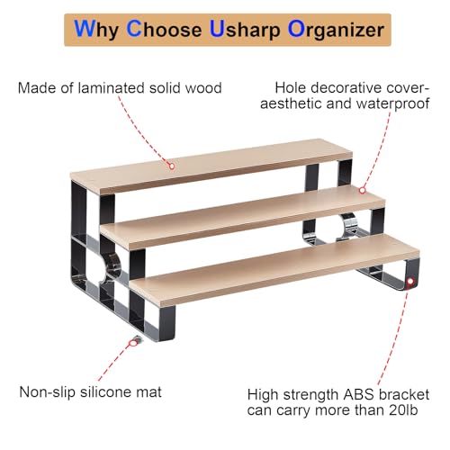 Modern 3-Tier Cologne and Perfume Display Shelf, Gray Wood with Black Frame, Countertop Organizer Stand for Fragrance Storage (Brown, 3 Tiers-Width=14") - color: Brown, size: 3 Tiers-width=14"