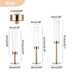 Nuptio Glass Hurricane Candle Holder: Set of 6 Gold Candlestick Holders - Long Stem Taper Candleholders for Christmas Tabletop Centerpiece Fireplace Decor Cylinder Candle Stand Windproof 14" 16" 18" - size: 14 & 16 & 18 in