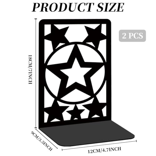 Star Metal Bookends for Shelves Decorative Books for Desk Organizer, Tall Sturdy Metal Book Ends for Heavy Books, Book Shelf Book Holder for Office Library Decor and Home Decor - style: Star