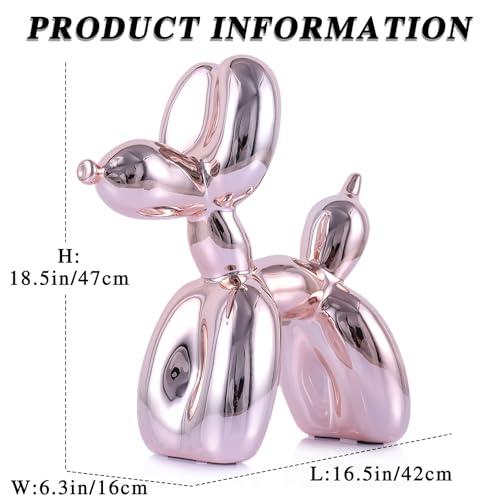 Pink Balloon Dog Decor,Balloon Animal Shelf Decor Preppy Room Decors,Cute Statue Home Decors, Bedroom Modern Sculpture Desk,Office Gold Decorations Small Figurines - color: Pink, size: 16.5*18.5*6.3inch