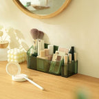 SUNFICON Makeup Tray Holder Organizer Cosmetic Display Case Tabletop Desktop Vanity Countertop Bathroom Wall Cabinet Medicine Storage Box 9 Dividers 2 Removable for Womens Ladies Girls Crystal Green - color: Green