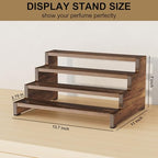 ZUJJAFY Cologne Organizer for Men, 4 Tier Wooden Cologne Stand Mens Fragrance Shelf, Tiered Wood Risers Display Stands for Perfume, Cupcake, Figures, Dessert, Brown