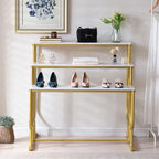 Heavy Duty Display Riser Stand, Tiered Shoes Bags Dolls, Display Table, Imitation marble Grain Planks Display Shelf(3 Tier)