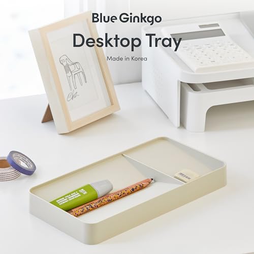 BLUE GINKGO Desk Tray – Korean-Made Organizer for Notes, Pens, Pencils, and Accessories (Double-sided, Beige) - color: BEIGE, size: TRAY