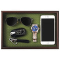 Zosenley Wooden Valet Tray with Leather Base - Nightstand Catchall Organizer for Cologne, Perfume, Keys, Wallet, Phone, Watch, Jewelry & Sunglasses (Green) - color: Green