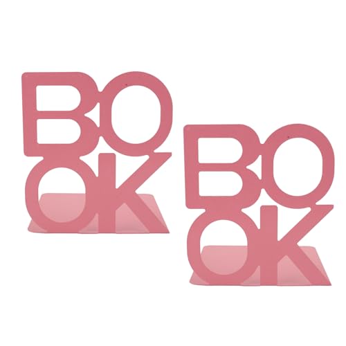 Decorative Bookends Book Ends Books DVDs CD Holder Video Game Organizer for Home Shelves Office School Study Metal Bookends Heavy Duty Non Skid Decorative (Pink) - size: Pink