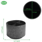 lizimandu Round Leather Art Supply Organizer,Remote Control Holder,360 Degree Spinning,Multi-Functional Pencil Holder,4 Compartments Desktop Stationary Organizer(1-Liuli Black) - color: 1-Liuli Black