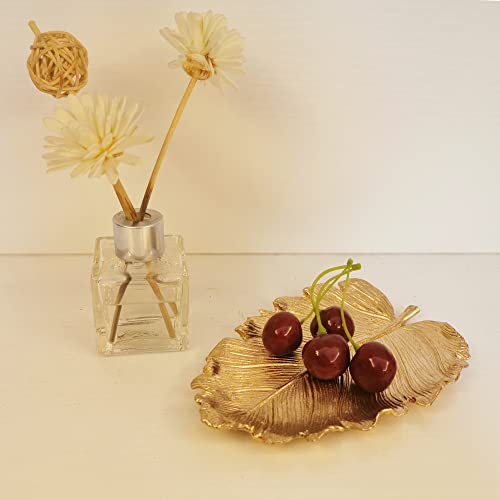 Metal Jewelry Dish, Small Leaf Shaped Ring Holder Jewelry Organizer, Trinket Dish Vanity Tray for Dresser Christmas Birthday Wedding Gifts Large Elm-Gold - color: Large Elm-Gold