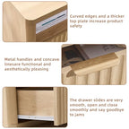 LEYAOYAO 31" Wide Fluted Nightstand with Charging Station, Oversized Extra Large 2 Drawers Night Stand,Natural Wood Bedside Table,Tall Bed Side End Tables,Modern Chest of Drawers Dressers for Bedroom - color: Natural, size: 2 Drawers