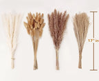 Dried Pampas Grass Decor, 100 Stems Pampas Grass Contains Bunny Tails Dried Flowers, Reed Grass Bouquet for Wedding Boho Flowers Home Table Decor, Rustic Farmhouse Party (17", White and Brown) - size: 100PCS