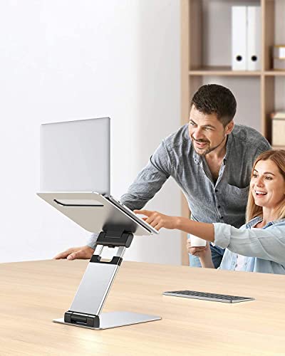 Nulaxy Laptop Stand, Ergonomic Sit to Stand Laptop Holder Convertor, Adjustable Height from 2.1" to 13.8", Supports up to 22lbs, Compatible with MacBook, All Laptops Tablets 11-17" - Silver - color: C-Silver