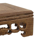 Wooden Display Stand Base 4" x 4" Wood Carved Craft Pedestal Traditional Wooden Base Oriental Antique Display Riser Square Pedestal Stands for Vase Crystal Ball Teapot Stone Flower Pot - size: Square, 4" x 4"