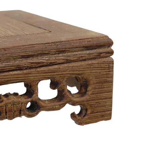 Wooden Display Stand Base 4" x 4" Wood Carved Craft Pedestal Traditional Wooden Base Oriental Antique Display Riser Square Pedestal Stands for Vase Crystal Ball Teapot Stone Flower Pot - size: Square, 4" x 4"