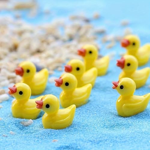 100Pcs Mini Ducks, Bulk Duckie Figurines for Miniature Dollhouse Decoration Accessories Garden Aquarium Potted Plants DIY Decorations Party - color: 100pcs Ducks