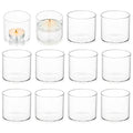 Romadedi Clear Tealight Candle Holder - Glass Votive Table Bulk Small Wedding Decor Centerpiece Floating Tea Lights for Christmas Party Birthday Home Pack of 12 - size: 2x2.2inch