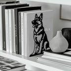 Peacoblue Metal Bookends for Shelves, Modern Decorative Heavy Duty Study Book Ends Stoppers for Office, Desk, Shelf, Room 5.3"x4.3"x7.9" Cast Iron Simple Tall Bookends 1 Pair (German Shepherd) - style: German Shepherd