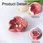 Jewelry Tray, Ceramic Leaves Jewelry Dish, Ring Holder Dish, Small Trinket Tray, Washable Key Bowl(Red) - color: Red