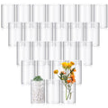 Vesici 20 Pcs Plastic Cylinder Vase Acrylic Cylinder Vase Bulk Small Clear Flower Container Hurricane Candle Holder Round Wide Container Centerpiece for Home Office Wedding Decorations (6 Inch) - size: 6 Inch