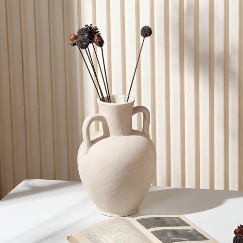 Ceramic Vase Rustic White for Farmhouse, Table Decorative Vase for Home Decor, Nordic Vase for Ofice Hotel Living Room, Shelf, Tabletop Décor (Large 02) - size: Large 02