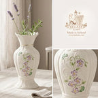 Belleek Irish Flax Vase - White Flower Vase Handcrafted Fine Parian China Irish Decor, 3.5" W x 7" H - size: 7-Inch