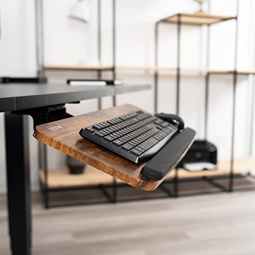 VIVO Adjustable Computer Keyboard and Mouse Platform Tray, Ergonomic Under Table Desk Mount Drawer Underdesk Shelf, Rustic Vintage Brown, MOUNT-KB03N - color: Vintage Brown, size: 25"
