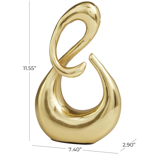 Deco 79 Aluminum Metal Abstract Decorative Sculpture Swirl Home Decor Statue, Accent Figurine 7" x 3" x 12", Gold - color: Gold, size: 7" x 3" x 12"