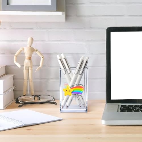 Didn't Cry at Work Today Acrylic Cosmetic Pencil Pen Holder Cup, Funny Gold Star Desk Organizer for Home Office Decor, Chaos Coordinator Gifts, Sarcastic Work Gifts for Women Men Coworker Nurse - style: Didn't Cry
