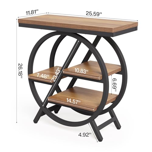 End Table, Narrow Side Table with 4-Tier Large Storage Space, Modern Bedside Table for Living Room, Home Office, Bedroom, Natural - color: Natural