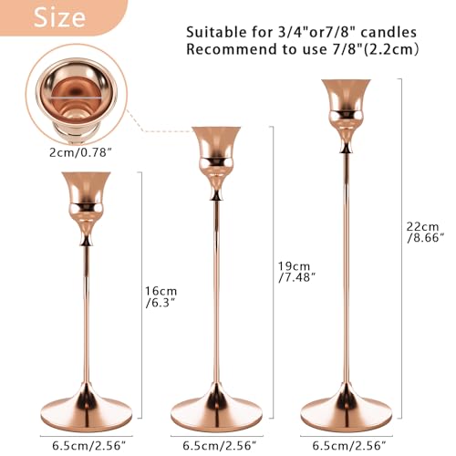 Candlestick Holders Rose Gold, 12 Packs Taper Candle Holder for Candlesticks, Candle Sticks Holder Decor for Home Decor - color: Rose Gold