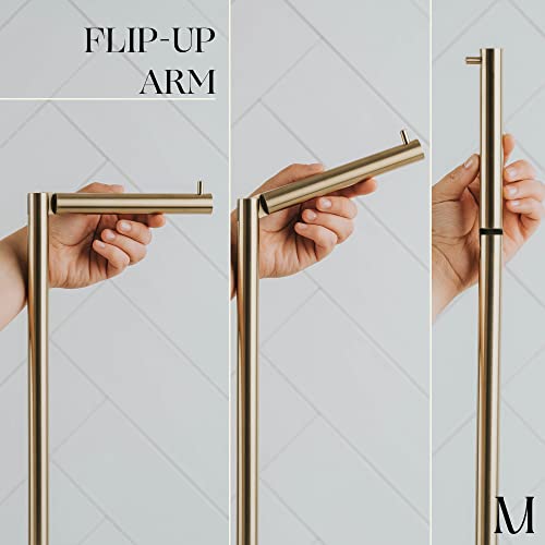 MARMOLUX ACC Free Standing Toilet Paper Holder Stand with Storage for 4 Rolls of Toilet Tissue for Bathroom, Stainless Steel Luxury Brushed Gold, 1pc - Bathroom Sets - Toilet Paper Storage - color: Gold Brushed