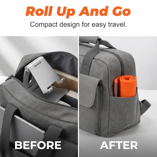 Silicone Phone Stand with Aluminum, Flexible Foldable Phone Holder, Bendable Adjustable Anti-Slip Desktop Stand for Phone Tablet Laptop, Portable Rollable Multi-Angle Stand for Home (Orange) - color: Orange
