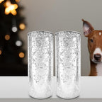 WGVI Hurricane Candle Holder Sleeve, W: 4", Ht: 10", Silver Speckled Glass Cylinder Open Both Ends, Chimney Tube Shade, 1 Piece - size: 4x10"H