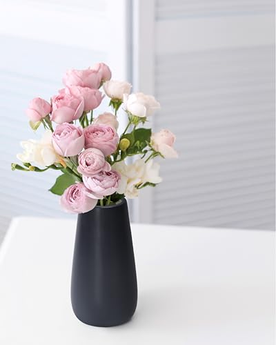 D'vine Dev 8 Inch Ebony Black Elegant Oval Ceramic Vase for Flowers, Home Décor Vase with Design Box, VS-LD-A-5 - color: Ebony Black, size: 8 Inch