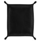 Londo Genuine Leather Tray Organizer - Practical Lightweight Water Resistant Computer Table Desk Storage Box for Wallets, Watches, Keys, Coins, Cell Phones and Office Equipment - color: Black