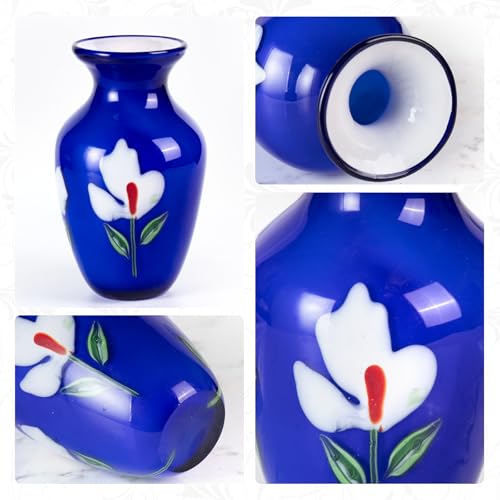 KAMMAK Colored Glass Vase, Beautiful Hand Blown Decorative Vase, Modern Art Vase for Flower Mantle Dining Table Centerpiece, Entryway Living Room Wedding Decoration (JG2062) - style: JG02062