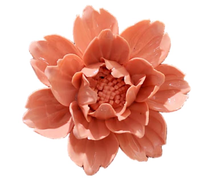 Peony ，3.54" Ceramic Flower Wall Art, Artificial 3D Flower Wall Art, Handmade 3D Wall Art Hanging Sculpture, Porcelain Flower Wall Decoration for Home Office Decor (Orange) - color: Orange,Peony,3.54"
