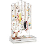 Meangood Jewelry Organizer Stand, Earring Holder Rack for Hanging Earrings Necklace Bracelets Watches Jewelry Display Large Rings Storage as Women Gift (White) - color: Earring White