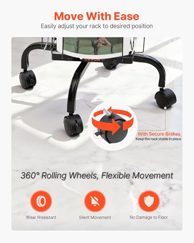 VEVOR Greeting Cards Display Rack, 32 Pockets Rotating Postcard Brochure Display Stand, 360° Spinning Card Display Rack with Sign Holder & 4 Wheels (2 Lockable) for Exhibitions Office Trade Show