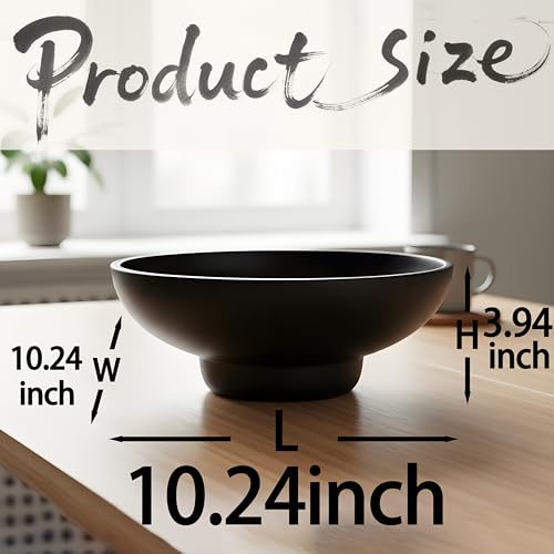 10" Large Decorative Bowl decor - Decorative Bowls for Home Decor,Modern Home Decor,Ruffle Decor key bowl,bowl for keys,Black - color: 10.24"Black