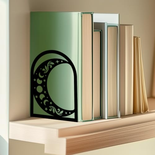 Sun Moon Metal Bookends for Shelves, High-end and Classy Book Ends for Bookshelf Decorative Books, Book Ends for Heavy Books Used for Home Office Desk Organizer and Library Decor - style: Sun Moon