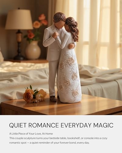 Romantic Couple Figurine Resin Lover Statue, Wedding or Engagement Gifts for Couples, Idea, Romantic Home Decor Sculpture for Wife Girlfriend (Couple Resin Figurines)