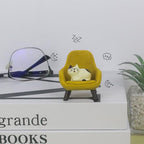 Refintural Miniature Cat Figurines with Small Sofa - Resin Mini Cat Figures, Kitten Miniature Desk Accessories - Perfect Cute Cat Gift for Cat Lovers(Yellow Sofa) - color: 03-yellow