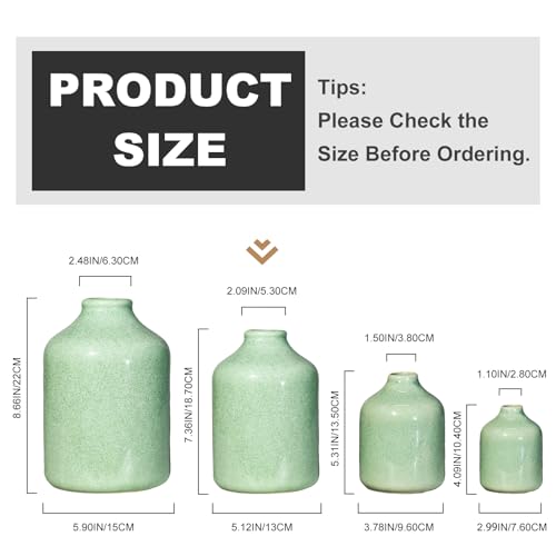 Sunddo Green Ceramic Vase for Pampas Grass - 7 Inch Modern Flower Vases Home Decor, Minimalist Decorative Vase for Living Room, Fireplace, Mantel Decor, End Table, Shelf Decoration - color: Green, size: 7 inch