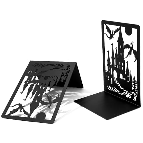 Book Ends, Bookends, Book Ends for Shelves, 1 Pair Non Skid Metal Book Divider Decorative Holder, Abstract Art Desgin Book Stopper Supports for Office, Home (Dragon B) - color: Dragon B