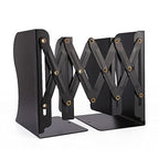 Adjustable Metal Bookends Heavy Duty for Shelves, 2 Dividers, Anti-Slip Design Expandable Book Ends for Desk, Office(Black, 19 inches Max) - color: Black