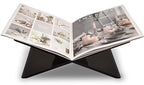 Honygebia Black Acrylic Book Stands - Cross Frame Acrylic Book Holder, Open Bookstand for Display and Reading, Suitable for Art, Bible, Cookbook, Easel, Magazine, Textbooks 12.5" x 9.5" x 5.5" - color: Black