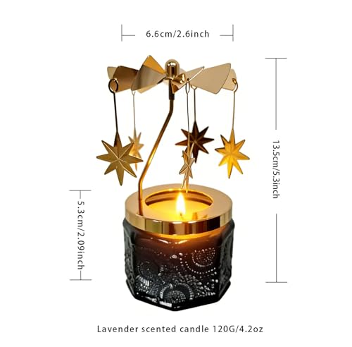 kingnero Lavender Scented Candle Carousel Rotary Candle Holder Spinning Tea Light Birthday Gifts for Women, Mom, Wife, Girlfriend, Sister, Female Friends, (North Star) - color: North Star