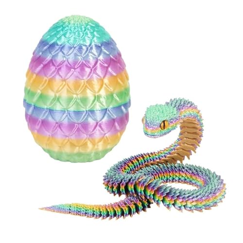3D Printed Rainbow Snake Eggs with Snake Inside, Unique Desk Decor for Executive Office and Home, Color Gradation Random
